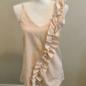 Elegant Cream Ruffle Women's Top